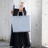 【OJO DE MEX×kuros'別注】Plastico CAGO Tote Regular ROMBO シルバー×ホワイト M