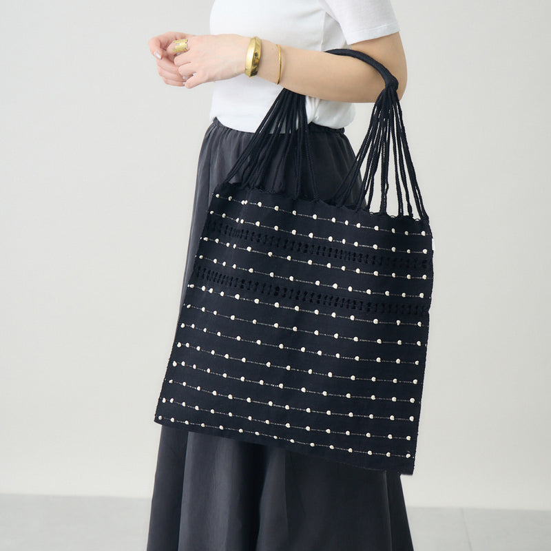 ハンモックバッグ ドット ブラック×アイボリー – kuros.style
