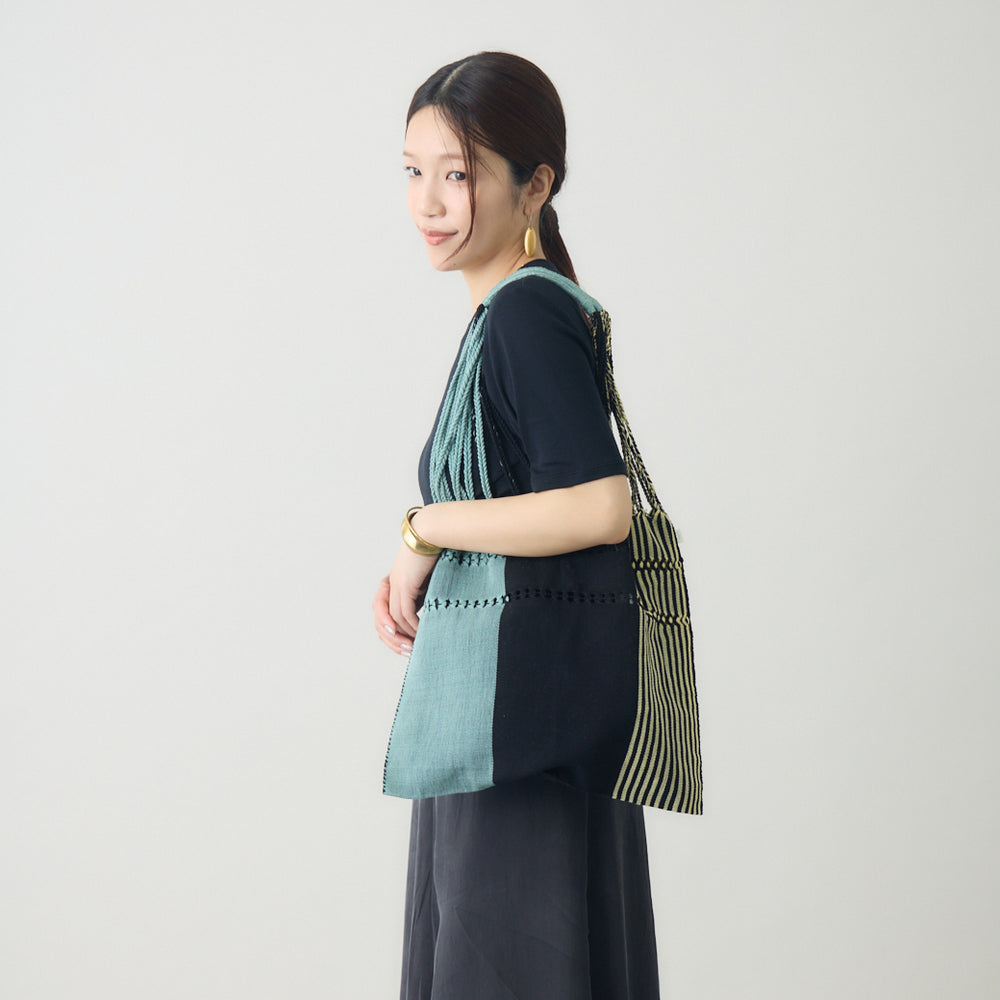 kuros' ハンモックバッグ ストライプ完売品 ハンモックバッグ ソリッドストライプ ブラック×カーキ – kuros.style