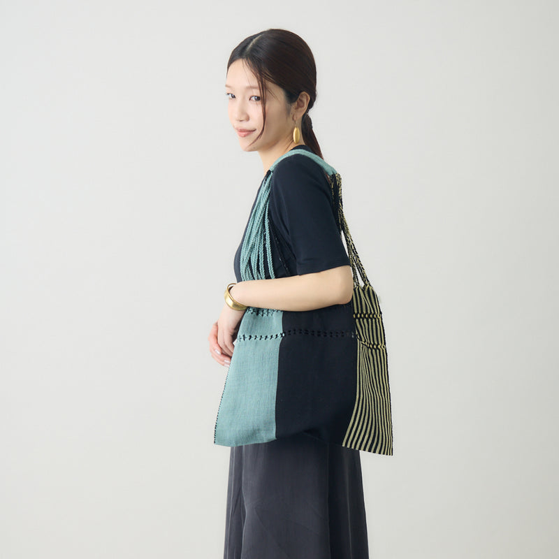 kuros' ハンモックバッグ ストライプ完売品 ハンモックバッグ ソリッドストライプ ブラック×カーキ – kuros.style
