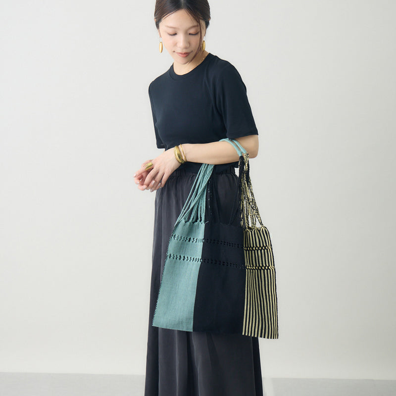 ハンモックバッグ ソリッドストライプ ブラック×カーキ – kuros.style