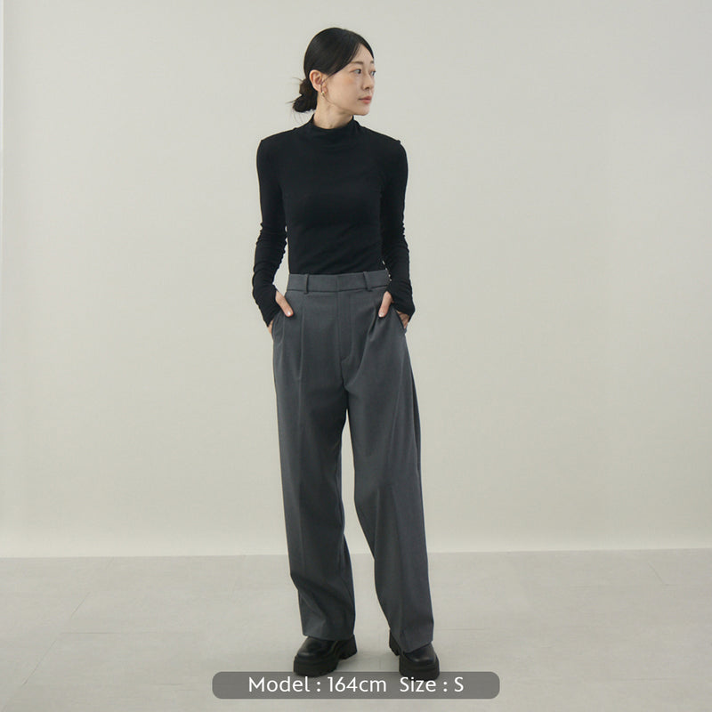 【kuros’オリジナル】ウールタートルネックロングTシャツ｜ ウール100％ 日本製 レディース