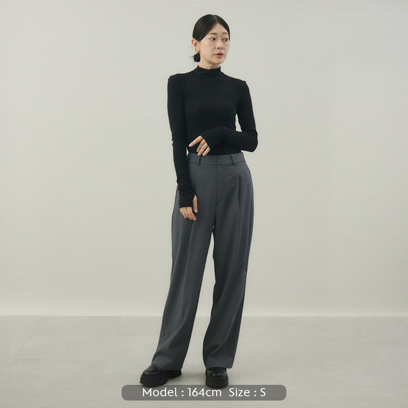 【kuros’オリジナル】ウールタートルネックロングTシャツ｜ ウール100％ 日本製 レディース