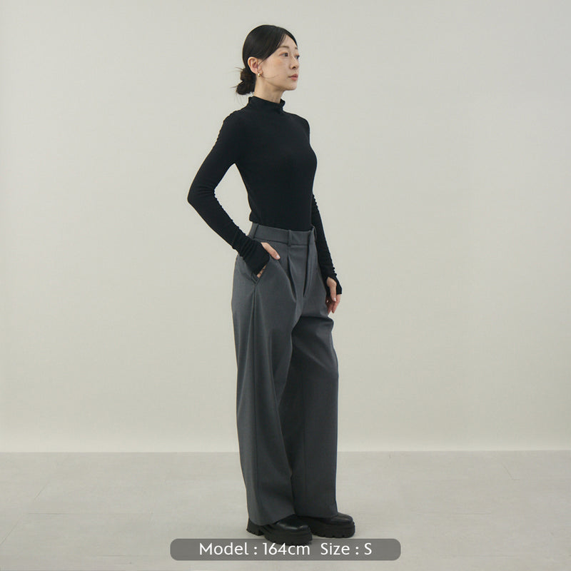 【kuros’オリジナル】ウールタートルネックロングTシャツ｜ ウール100％ 日本製 レディース