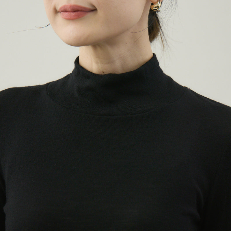 【kuros’オリジナル】ウールタートルネックロングTシャツ｜ ウール100％ 日本製 レディース