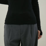 【kuros’オリジナル】ウールタートルネックロングTシャツ｜ ウール100％ 日本製 レディース