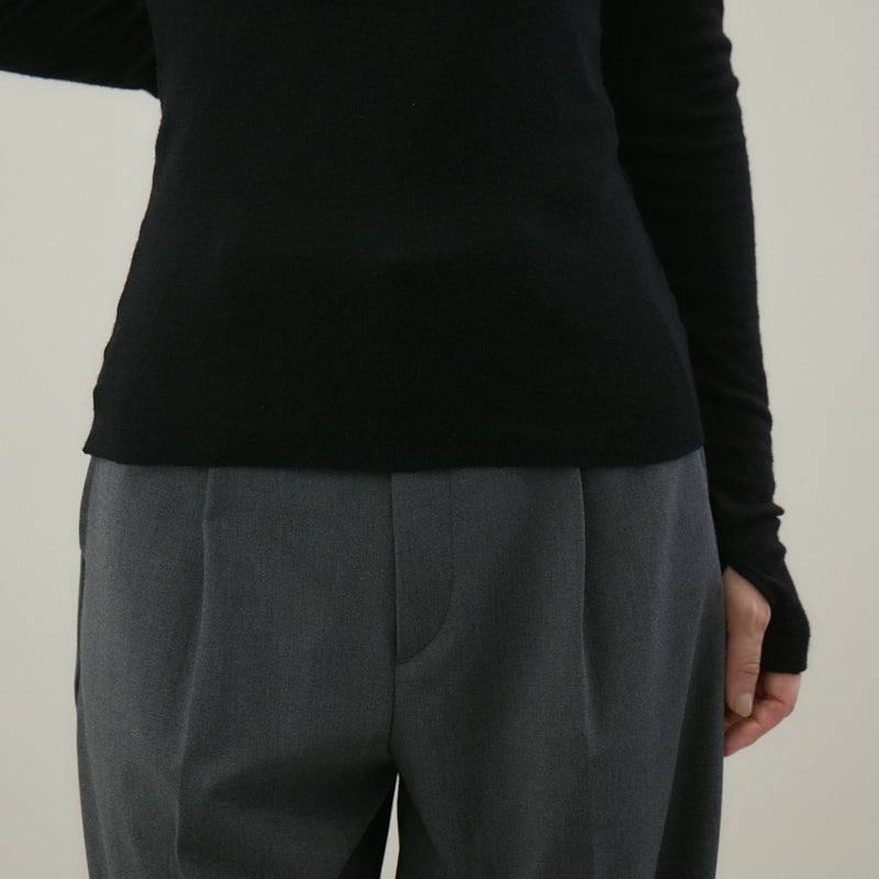 【kuros’オリジナル】ウールタートルネックロングTシャツ｜ ウール100％ 日本製 レディース