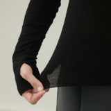 【kuros’オリジナル】ウールタートルネックロングTシャツ｜ ウール100％ 日本製 レディース