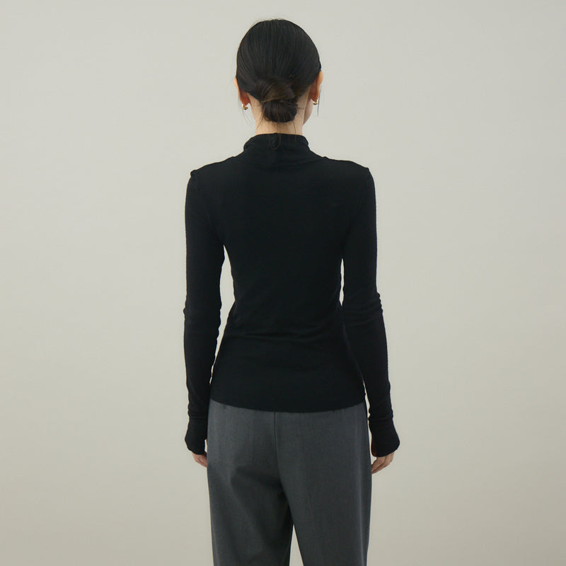 【kuros’オリジナル】ウールタートルネックロングTシャツ｜ ウール100％ 日本製 レディース