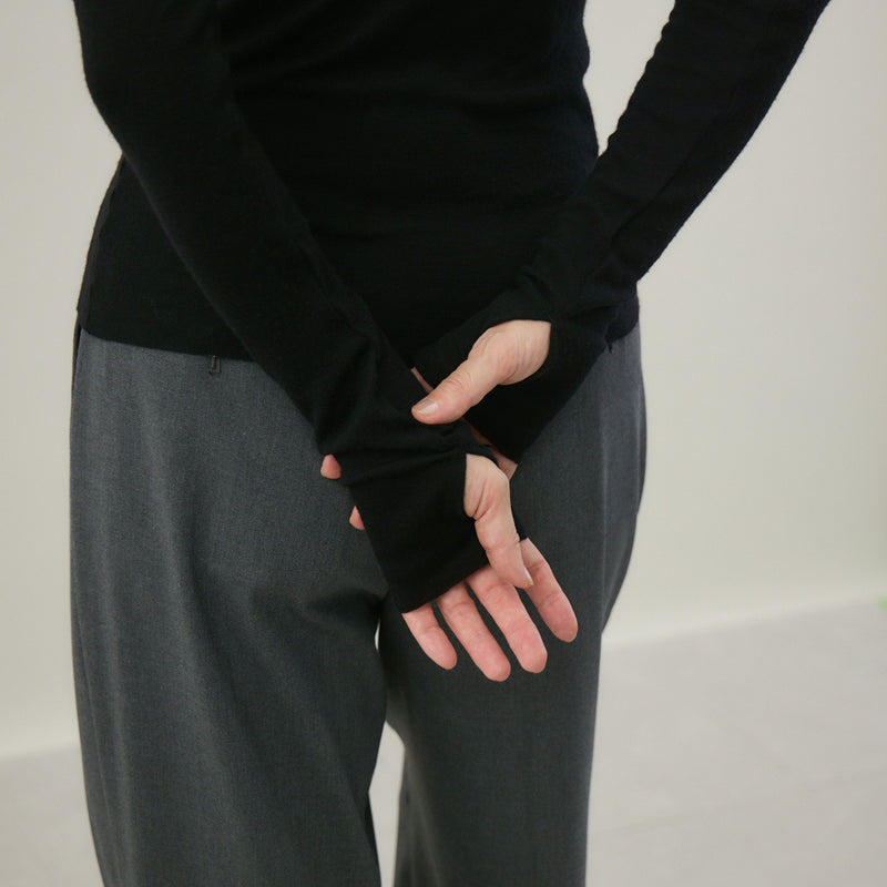 【kuros’オリジナル】ウールタートルネックロングTシャツ｜ ウール100％ 日本製 レディース