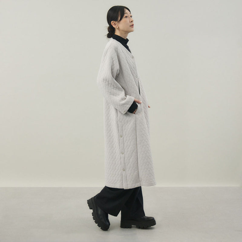 キルティングジャカードカーディコート｜ 軽量 イージーケア レディース