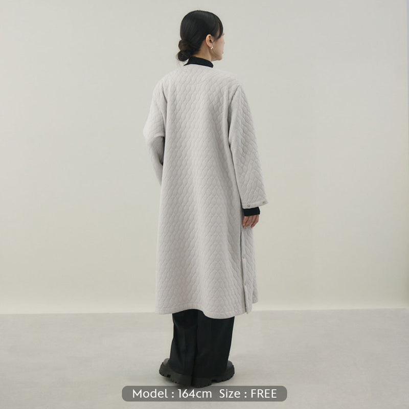 キルティングジャカードカーディコート｜ 軽量 イージーケア レディース