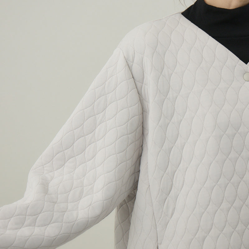 キルティングジャカードカーディコート｜ 軽量 イージーケア レディース