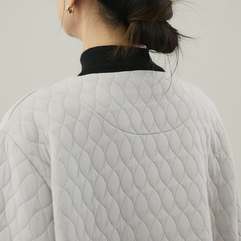 キルティングジャカードカーディコート｜ 軽量 イージーケア レディース