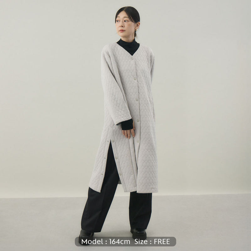 キルティングジャカードカーディコート｜ 軽量 イージーケア レディース