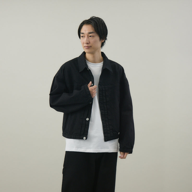 DENSE BLACK ONE WASH デニムジャケット | 綿100％ ユニセックス