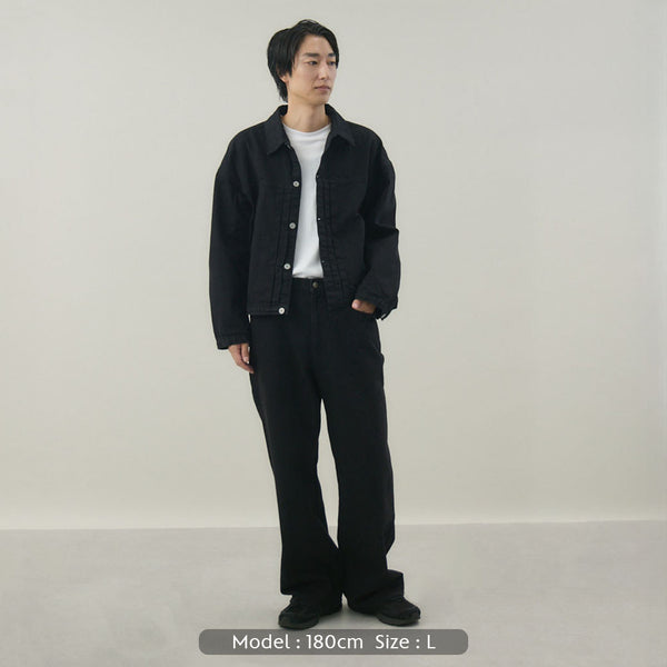 DENSE BLACK ONE WASH デニムジャケット | 綿100％ ユニセックス