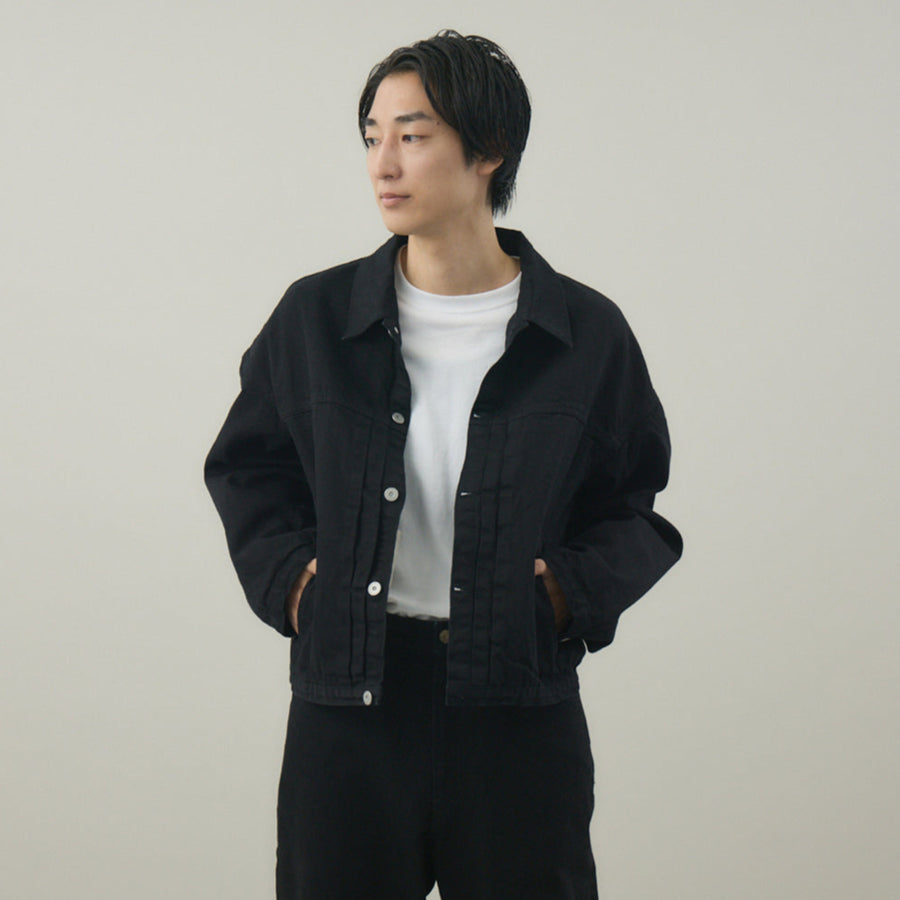 DENSE BLACK ONE WASH デニムジャケット | 綿100％ ユニセックス