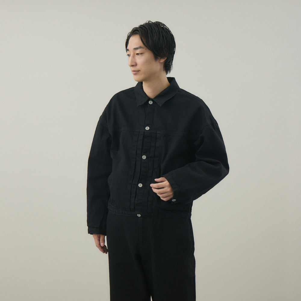 digne.no colorlessジャケット黒 DENSE BLACK ONE WASH デニムジャケット | 綿100％ ユニセックス