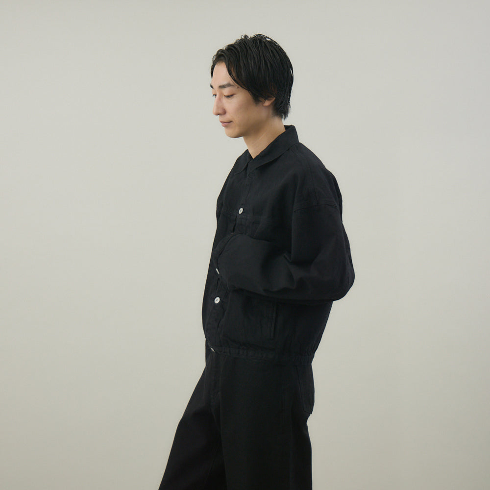 DENSE BLACK ONE WASH デニムジャケット | 綿100％ ユニセックス