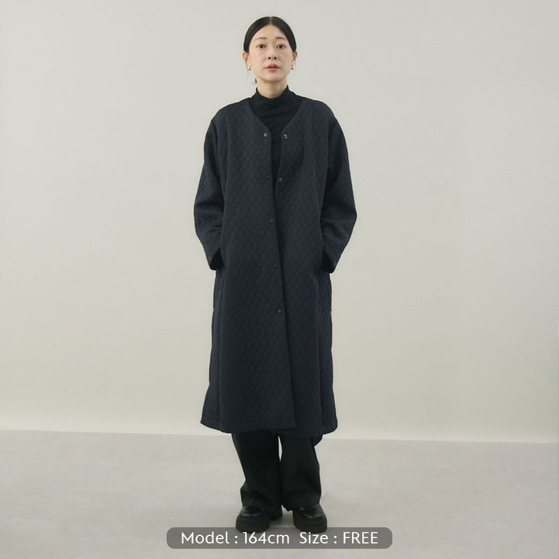 キルティングジャカードカーディコート｜ 軽量 イージーケア レディース