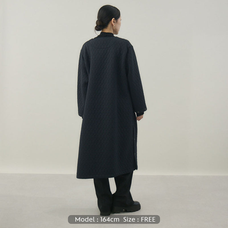 キルティングジャカードカーディコート｜ 軽量 イージーケア レディース