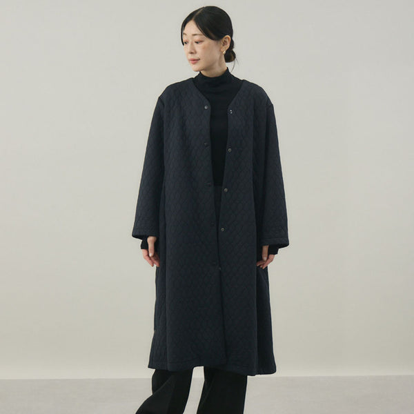 キルティングジャカードカーディコート｜ 軽量 イージーケア レディース