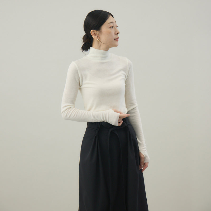 【kuros’オリジナル】ウールタートルネックロングTシャツ｜ ウール100％ 日本製 レディース