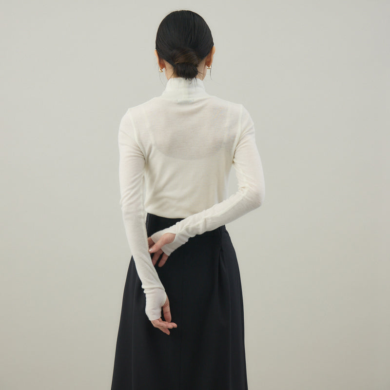 【kuros’オリジナル】ウールタートルネックロングTシャツ｜ ウール100％ 日本製 レディース