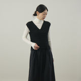 ナイロンリリーヤーンアラン編ベスト｜Vネック レディース