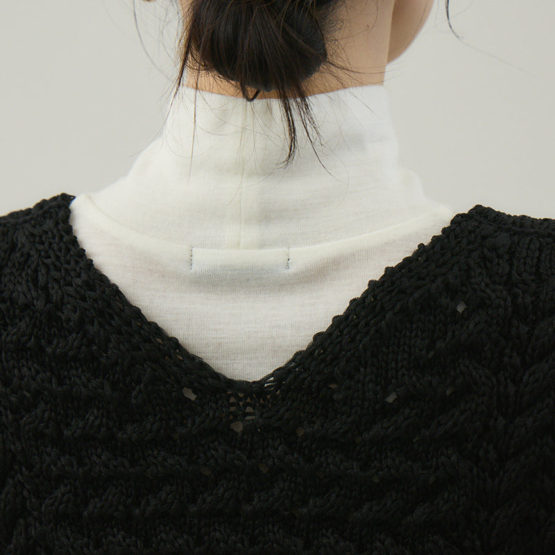 ナイロンリリーヤーンアラン編ベスト｜Vネック レディース