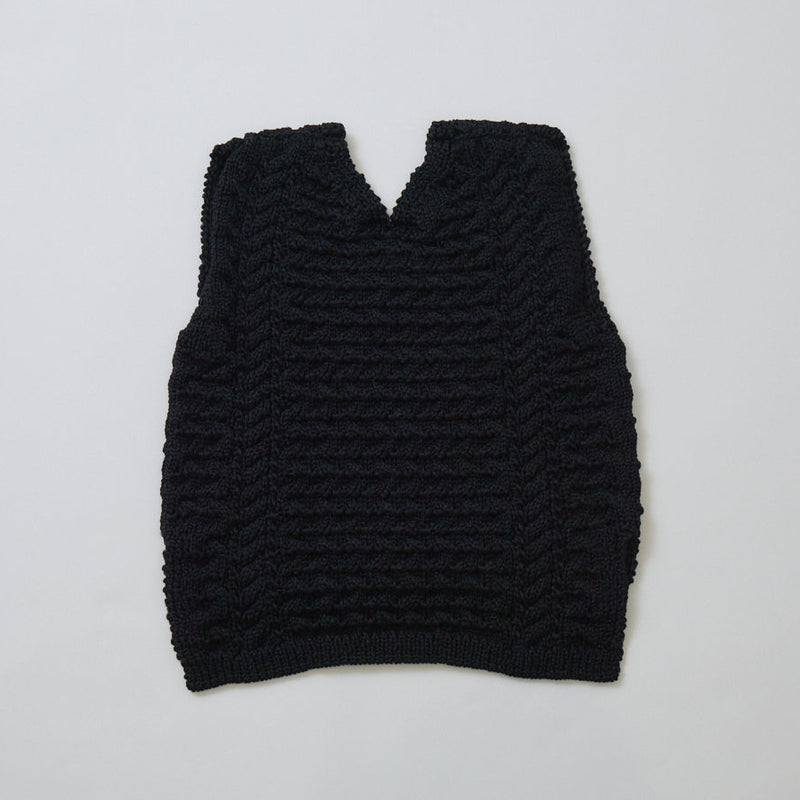 ナイロンリリーヤーンアラン編ベスト｜Vネック レディース