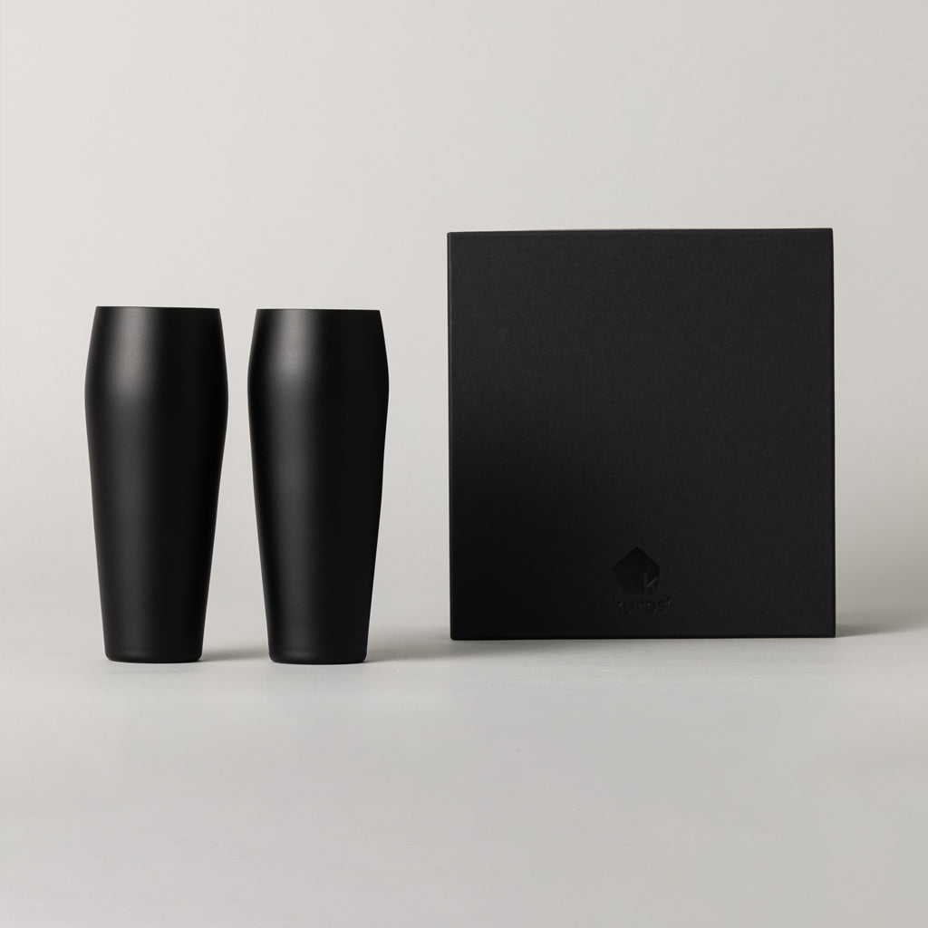 江戸の薄硝子 ピルスナーグラス ブラックマット ペアセット 黒箱入り