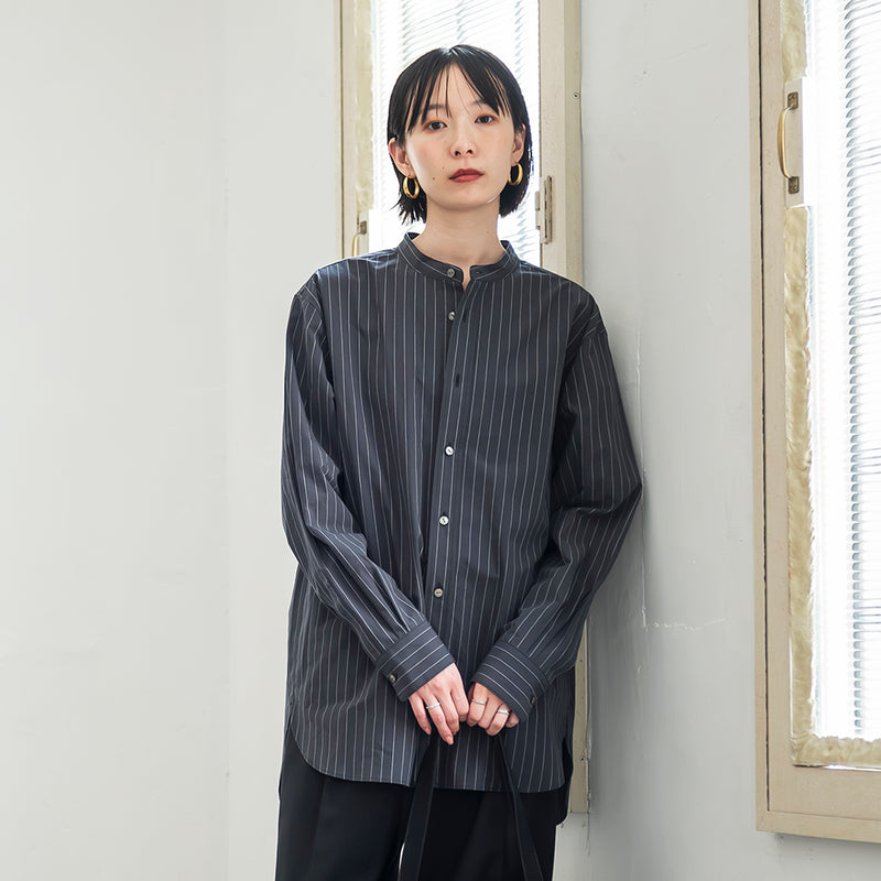 kuros'オリジナル】ストライプバンドカラーシャツ 男女兼用 – kuros.style