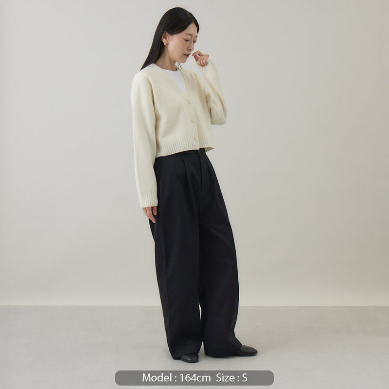 ウールカシミヤ Vネックカーディガン ショート