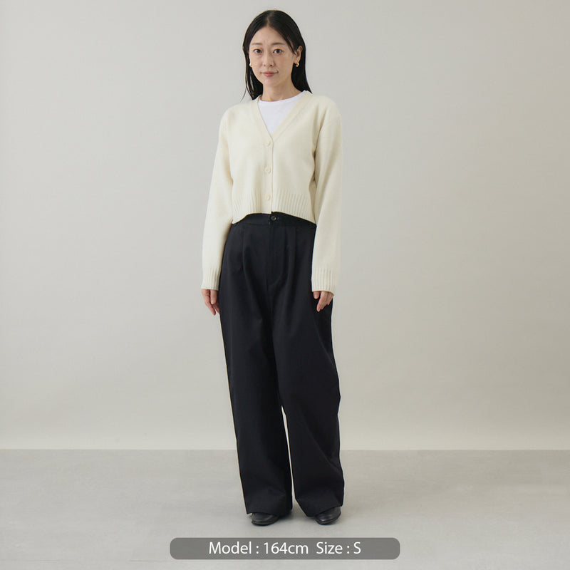 ウールカシミヤ Vネックカーディガン ショート