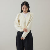 ウールカシミヤ Vネックカーディガン ショート