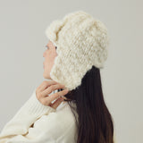 あったか耳付きニット帽｜手編み ウール100％ 日本製