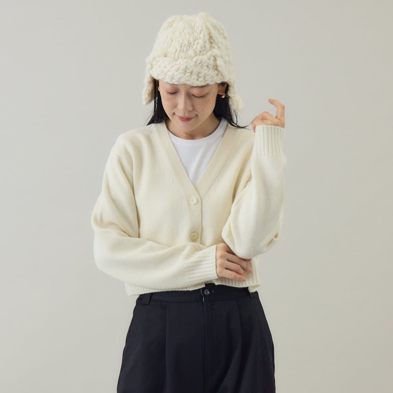 あったか耳付きニット帽｜手編み ウール100％ 日本製