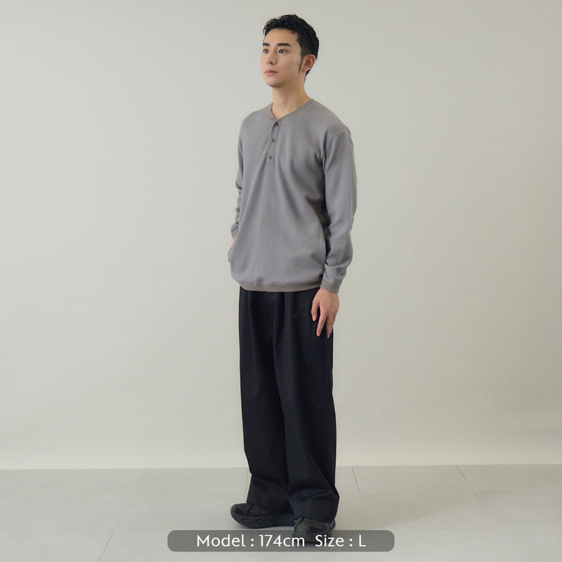 ハニカムヘンリーネックTシャツ｜日本製 メンズ