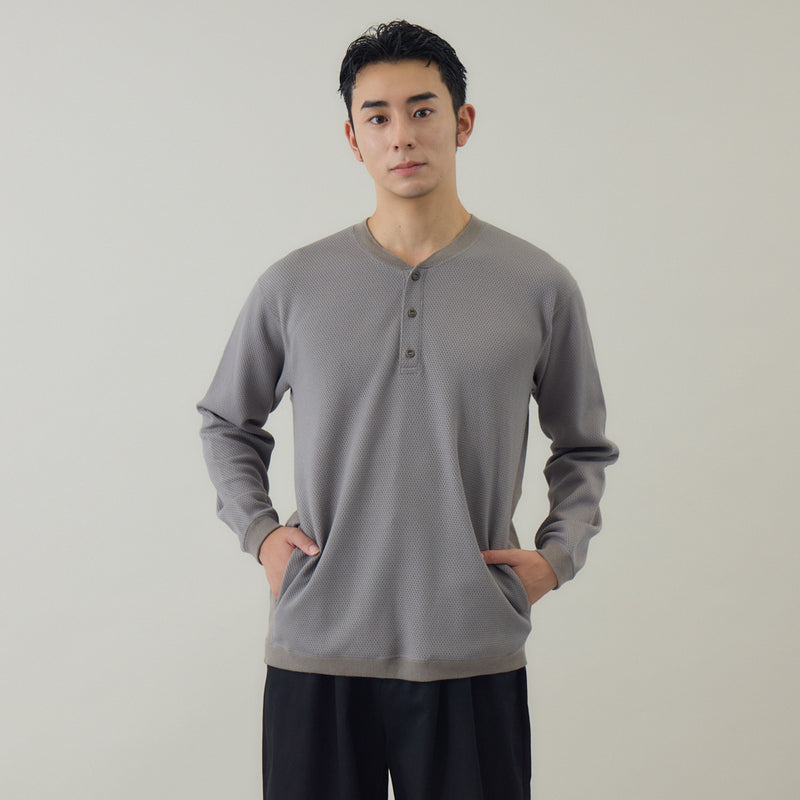 ハニカムヘンリーネックTシャツ｜日本製 メンズ