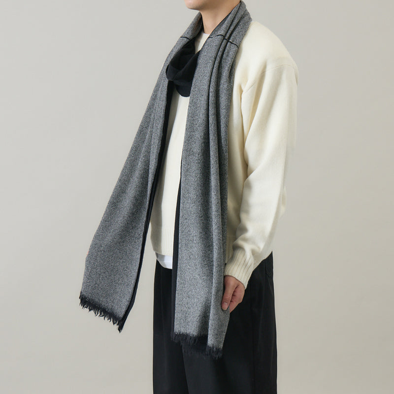 ヘリンボーン柄やわらか2重織りストール ｜ウール 軽量 日本製