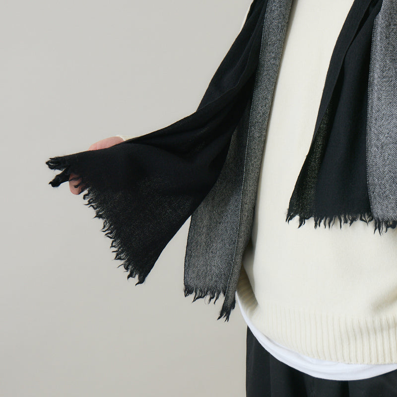 ヘリンボーン柄やわらか2重織りストール ｜ウール 軽量 日本製