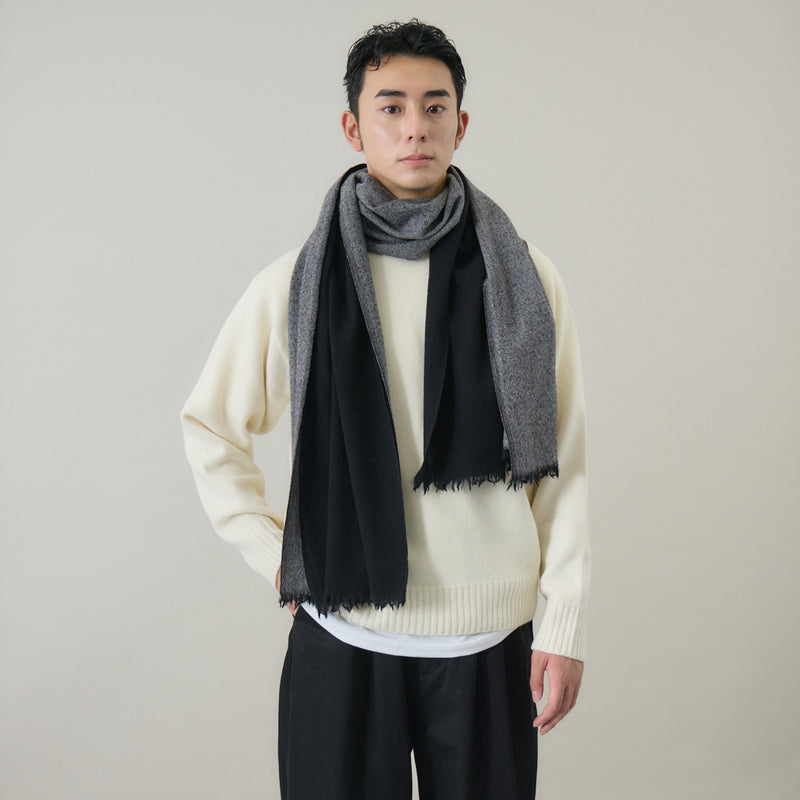 ヘリンボーン柄やわらか2重織りストール ｜ウール 軽量 日本製