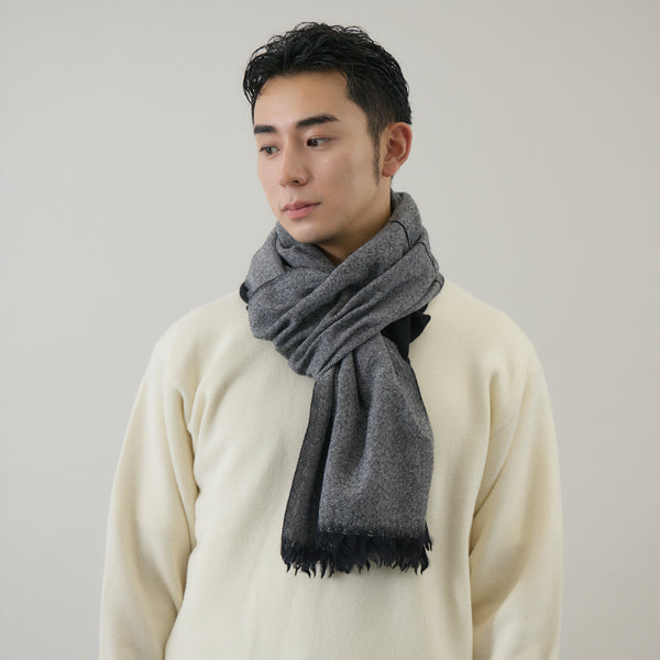 ヘリンボーン柄やわらか2重織りストール ｜ウール 軽量 日本製