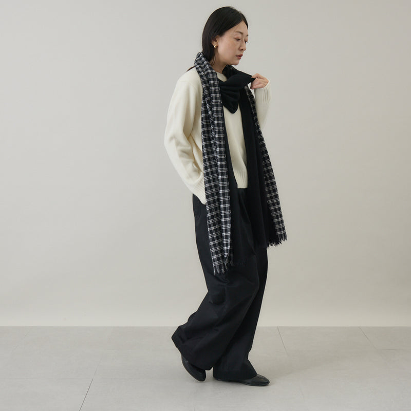 チェック柄やわらか2重織りストール ｜ウール 軽量 日本製