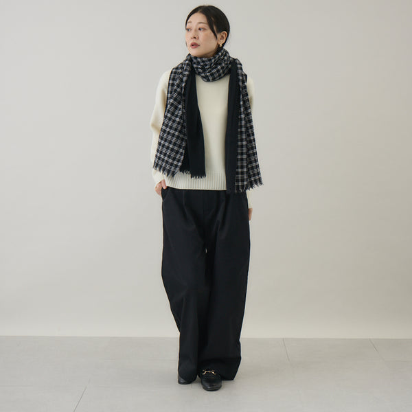 チェック柄やわらか2重織りストール ｜ウール 軽量 日本製