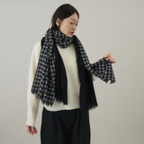 チェック柄やわらか2重織りストール ｜ウール 軽量 日本製