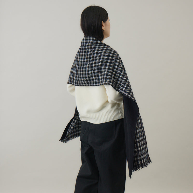 チェック柄やわらか2重織りストール ｜ウール 軽量 日本製