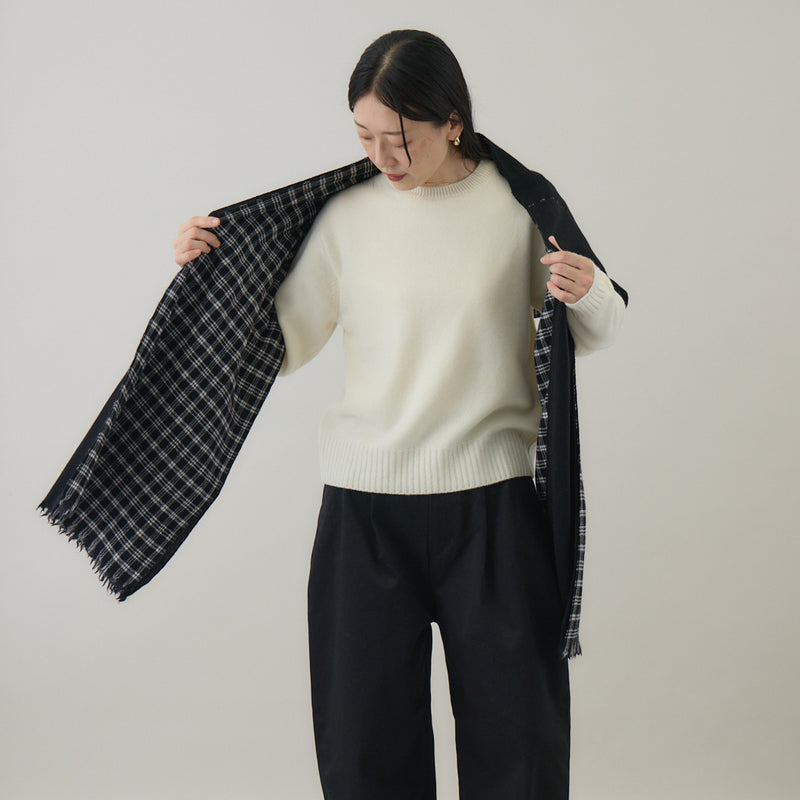 チェック柄やわらか2重織りストール ｜ウール 軽量 日本製